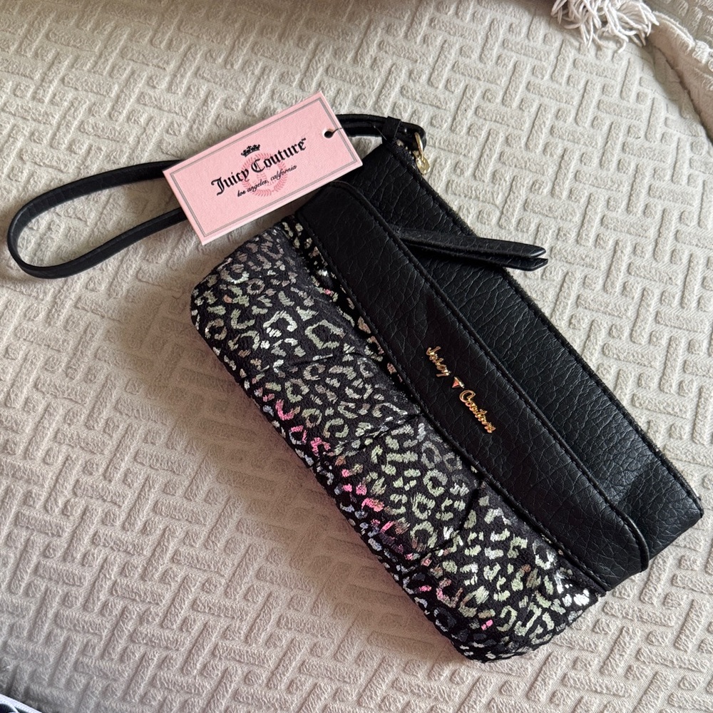 Juicy Couture Black and silver Leopard Wristlet